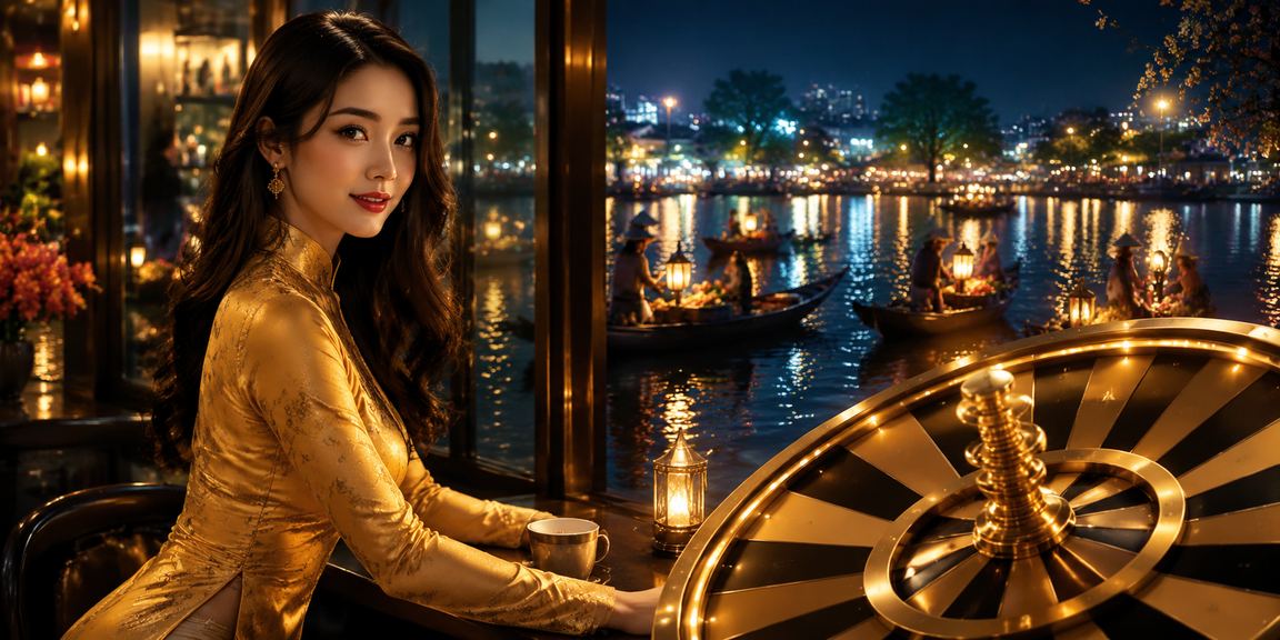 Bàn roulette tại Hà Nội với người chơi mặc áo dài truyền thống