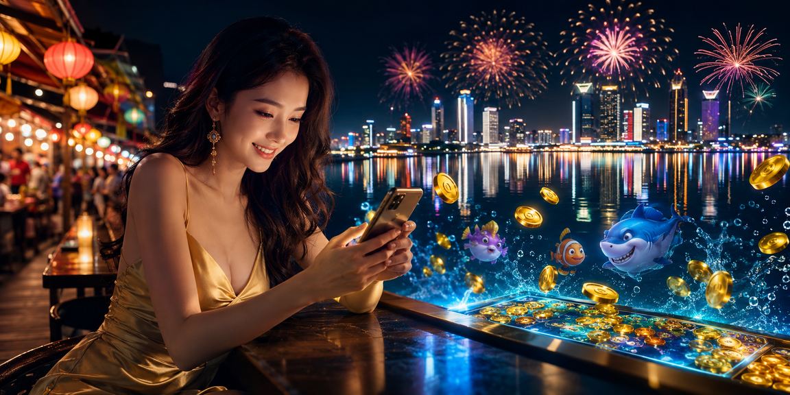 Màn hình ứng dụng casino jackpot tại lễ hội Phú Quốc về đêm